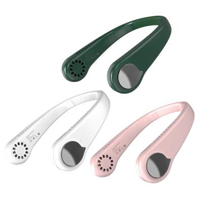 China Newest Design Mini Portable Portable Fan Earphone Fan No Hanging Holder Leafless Rechargeable Neck Band Fan Hair Damage Shoulder Fan and Neck Band Fan for sale