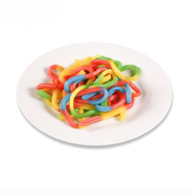 China Natural Hot Selling Multicolor Mixed Strings China Fruit Flavor Rainbow Soft Candy and Gummy Noodles Candy for sale