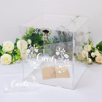 China Rolling Out Xinkeda Wedding Card Holder Foldable Acrylic Clear Card Box For Wedding Reception for sale