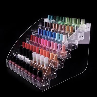 China Showing Xinkeda 7 Tiers Essential Oils Nail Polish Rack Acrylic Lipstick Holder Display Stands Nail Polish Display Rack for sale