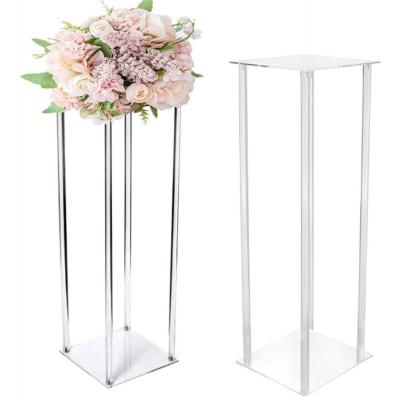 China Showing Xinkeda Detachable Display Stretches Acrylic Flower Stand To Fit Clear Crystal Stage Pillar Display Stand for sale