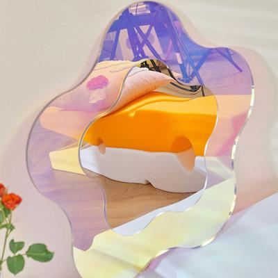 China Desktop Mirror Customized Heterosexual PMMA Covers Cut To File Mirror Wave Acrylic Makeup Mirror Decoration Home Office Accessories for sale