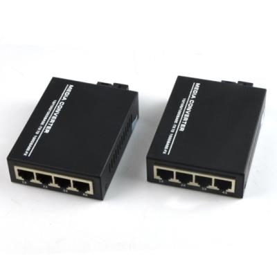 China FTTH FTTB FTTX Network 1 Fiber 4 Ports RJ45 1000Mbps Single Port SC Fast Ethernet Fiber Optic Media Converter for sale