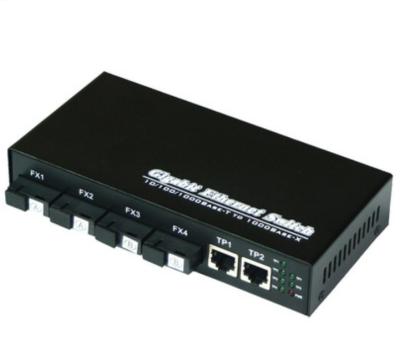 China FTTH FTTB FTTX Network 10/100/1000Mbps 4 Fiber Port SC + Fiber Optic Switch Port RJ-45 2 Media Converter for sale