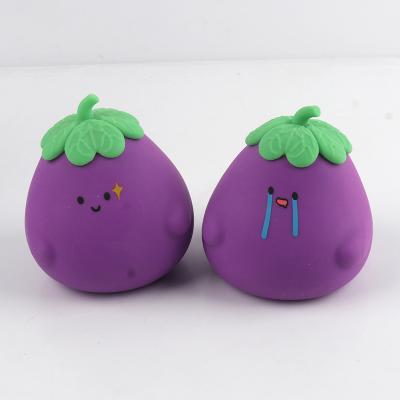 China Eco-friendly Superstar TPR Eggplant Squeeze Toys Popular Lucky Vegetables Shape Stress Toys Stretch And Squeeze Stress Balls for sale