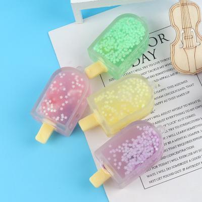 China Lovely Squishy Gel And Bubble Ice Cream Squishy Beads Filled Popsicle Soft Squeeze Jellyball Toy With Glitter for sale