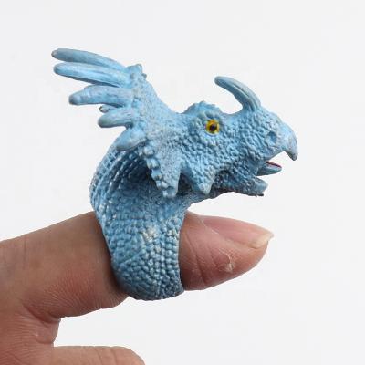 China New Design Soft Plastic Toy Wholesale Lovely Hot Selling Effort Release TPR Finger Ring Toys Multi Dinosaur Shaped Rings Animal Finger Puppet for sale