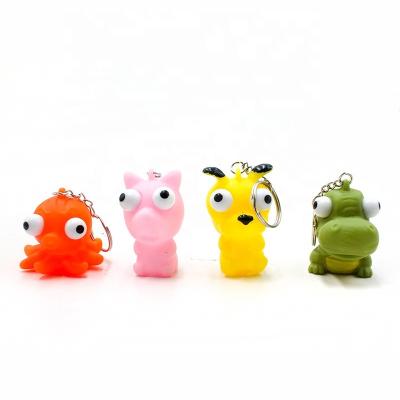 China Eco-friendly Decompression PVC Material Noise Out Animal Eye Pop Toy Eye Pop Squeeze Toy For Kids And Adults Key Chain Animal Toy for sale