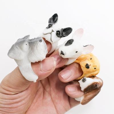 China Non-Toxic Simulation Dog Ring TPR Toy Finger Doll Student Funny Hand Puppet Finger Set For Children for sale