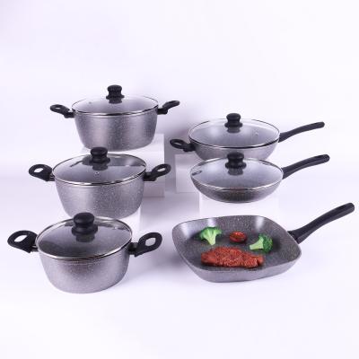 China 2022 Viable New Fashion Design Cookware Set Frying Pan Soup Pot Set Cookware Sets Non Stick Pots for sale