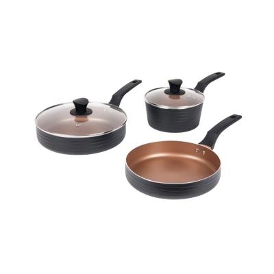 China Good Quality Sustainable Hot Selling High Quality Cookware 5pc Sets Pressed Non-stick Pan Sets for sale