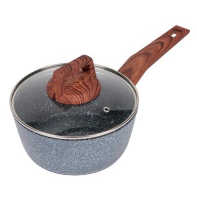 China Modern Fine Wood Effect Quality Aluminum Alloy Handle Pan for sale