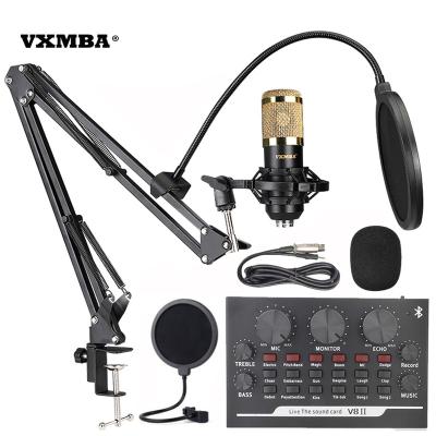 China Condenser Microphone + External Sound Card V8 Sound Card YouTube Recording Voice Chat Podcast Microphone Set Bm800 Good Selling Studio Recording Microphone Usb for sale