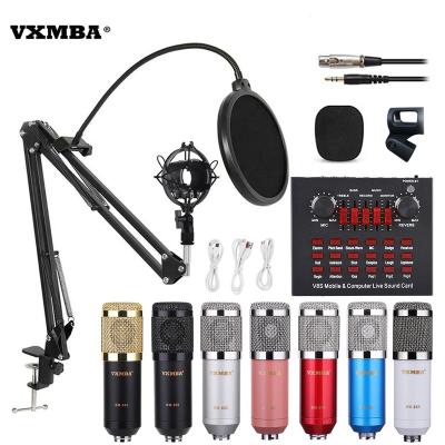 China Condenser Microphone + External Sound Card Set Wholesale Bm800 With Mic Recording tik tok Full Set Set V8S V8S Sound Card 1 Studio Kit YouTube Plays, Podcasts, Family Singing for sale