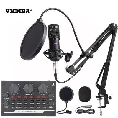 China Sound Card Set BM800+V8II Live Stream Broadcasting Recording Condenser Condenser Microphone + External Microphone with USB Adjustable Suspension Scissor Arm Stand for sale