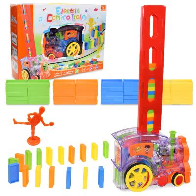 China DIY Toy Kids Domino Train Car Set Healthy Light Automatic Laying Dominoes Brick Colorful Blocks Game Educational Gift for sale