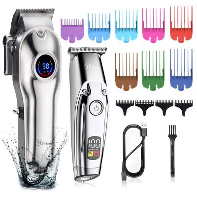 China Professional Cordless Rechargeable Waterproof Men's Hair Clippers T-Blade Trimmer Beard Trimmer Haircut Kit for sale