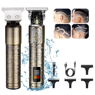 China Hotel LCD Display Cutter T Blade Tras Makinesi Maquina Afeitar Cordless Rechargeable Low Noise Waterproof Men Hair Trimmer for sale