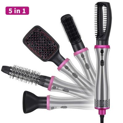 China Hot Selling Home Professional 5 in 1 Volumizer Blow Dryer One Step Electric Hair Straightener Curler Comb Hair Dryer Brush for sale