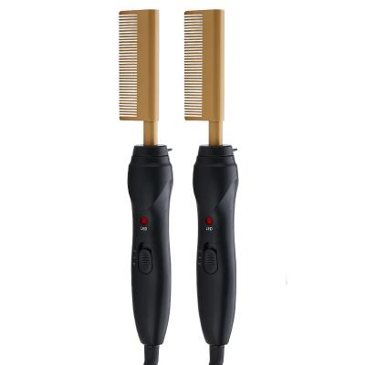 China South African Hot Sale Gold Hotel High Heat Beard Comb Hair Straightener Brush Men for sale