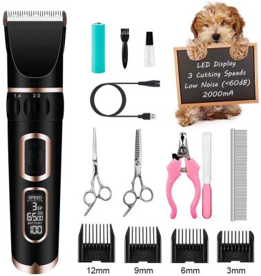 China 3 Speed ​​High Power Viable Low Noise Rechargeable Cordless Animal Clipper Grooming Pet Hair Cutter Trimmer Professional Kit Clippers for sale