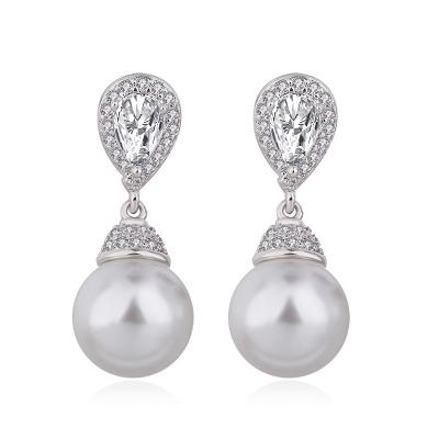 China 2021 FASHIONABLE new sliver Diamond Zircon Long Pearl Earrings fashion pendant for sale