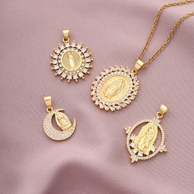 China 2021 New Fashion CLASSIC Gold Zircon Chain Necklace Virgin Mary Necklace For Women Men Jewelry for sale