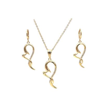 China FASHIONABLE Dubai Wholesale Luxury Gold Plated Zircon Party Necklace Earrings Pendant Jewelry Set For Women for sale