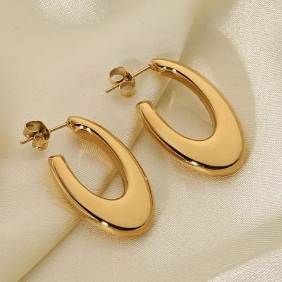 China FASHIONABLE High Quality Hypoallergenic Gold Plated Stainless Steel Jewelry C Shape Earrings For Women for sale