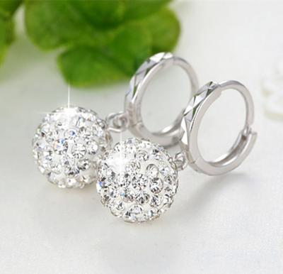 China 2021 TRENDY Classic 925 Sliver Pave Diamond Ball Pendant Earrings For Women for sale