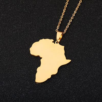 China CLASSIC 18K Gold Platedd High Quality Stainless Steel Africa Map Pendant Necklace Jewelry for sale