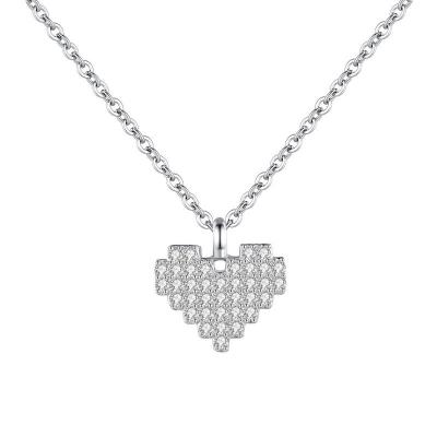 China Wholesale Luxury CLASSIC S925 Sterling Silver CZ Design Heart Jewelry Pendant Necklace For Women for sale