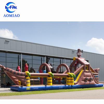 China Inflatable Obstacle Assault Course 17M Pirate Ship PVC Racing Inflatable Adventure Obstacle for sale