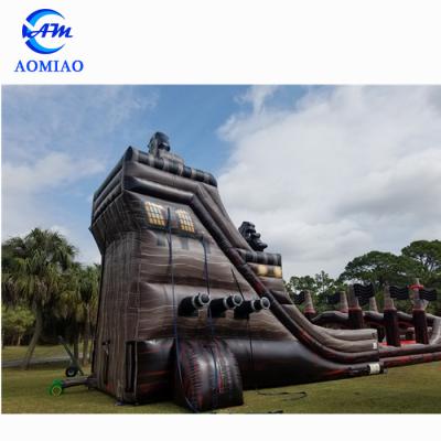 China PVC commercial used 32 ft tall double lane inflatable water slide with pool, inflatable slide for sale for sale