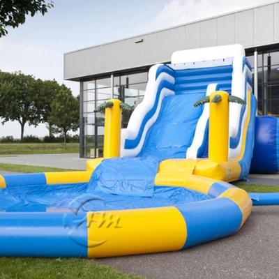 China PVC Fun Inflatable Slide Commercial Grade Giant Adult Inflatable Water Slide With Pool for sale