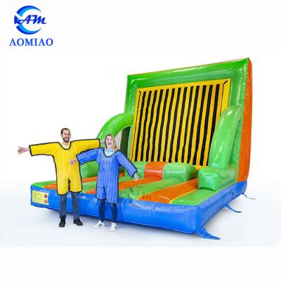 China PVC Aomiao factory outdoor commercial inflatable sports game sticky wall with costumes for kids and adults for sale