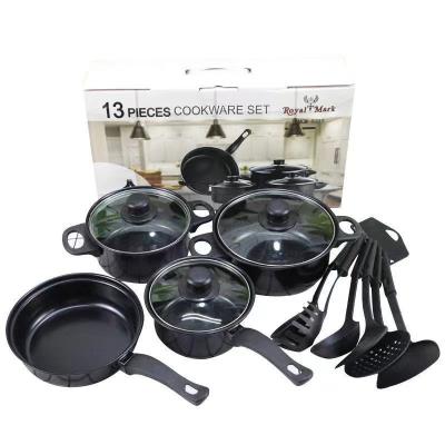 China Amazon stick cookware set kitchenware set cheap viable metal cookware 13pcs non set cooking pot set for sale