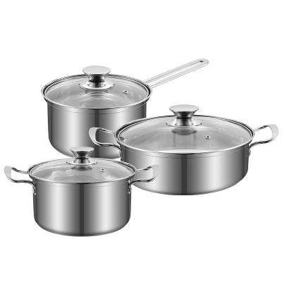 China Wholesale viable korea kitchenware stainless steel cooware set 6pcs cooking pot set for sale