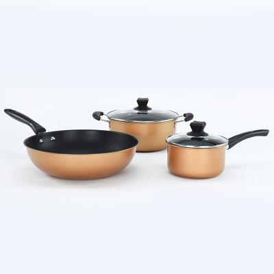 China Sustainable low price wholesale iron cooking pots and pans set non stick cookware set for sale