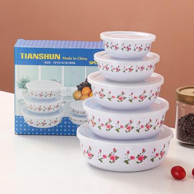 China Freshness Preservation Low Price 5pcs Food Storage Container Set Iron Fresh Food Storage Boxes With Plastic Lid for sale