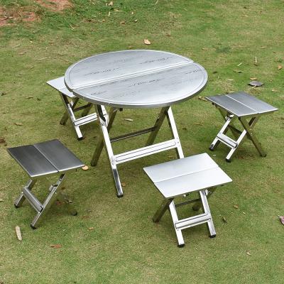 China Eco-freindly 304 stainless steel folding table chair portable camping table and set of 4 chairs for outdoor barbecue party for sale