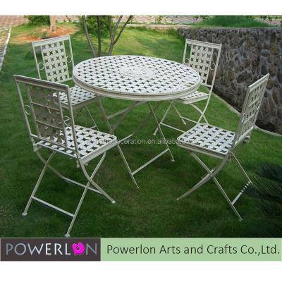 China Iron Garden Funiture Foldable Bistro Set Table and Chairs for sale