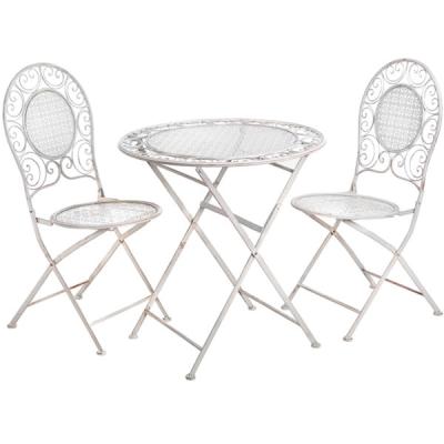 China Simple Folding White Wholesale Space Saving Metal Bistro Sets for sale