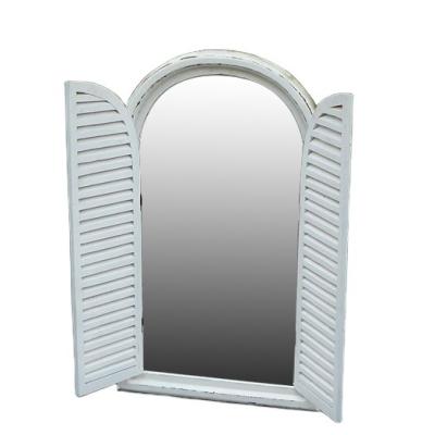 China Hot Selling Antique White Wrought Tuscan Villa Arch Shuttered Frame Mirrorr For Home for sale