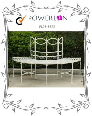 China White Folding Wrought Iron Tree Seat Wrap Chair Traditional Discounted Outdoor Patio Furniture Patio Tree Bench for sale