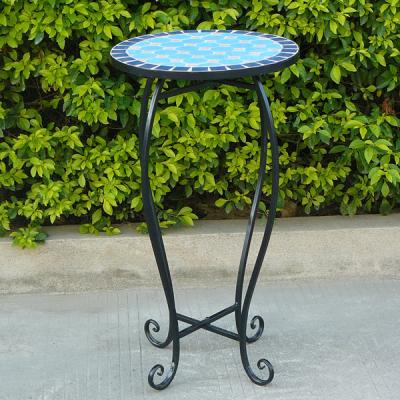 China Factory Cheap Rustproof Outdoor Stand Round Patio Table Side Mosaic Metal Table for sale