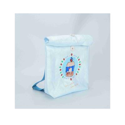 China Economical Folding Custom Design Light Blue Wholesale Waterproof Paper Bag Backpack for sale