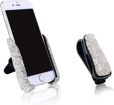 China Cell Phone Bling Auto Car Phone Holder Mini Car Dash Air Vent Phone Mount Universal with Bling Rihnstone for sale