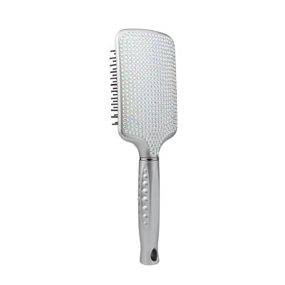 China Plastic Rihnstone Bling Crystal Paddle Hair Brush Hair Comb Brush Promote Blood Circulation and Soften Hair for sale