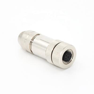 China Metal M12 8 Pin Female Connector IEC 61076-2-101 Field Assembled for sale